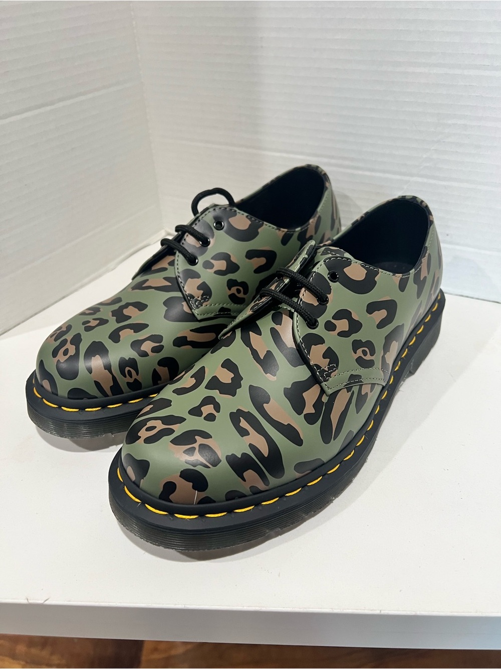 Dr. Martens Leopard Print Oxfords Green Black Brown size W9 or M8